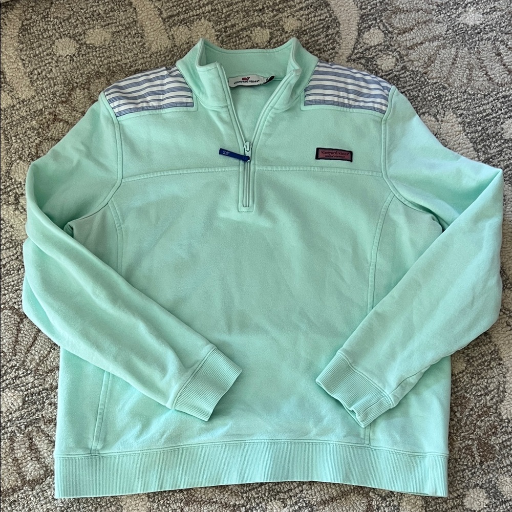 Vineyard Vines Light Green Zip-Up Sweater